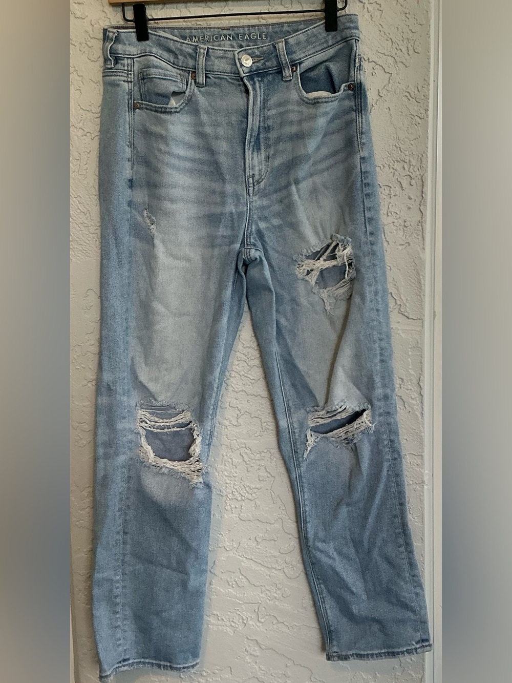 American Eagle Outfitters Light Blue Mom Straight Stretch Denim Jeans